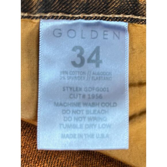 GOLDEN Syndicate Orange Pink Pattern Boot Cut Jeans Pants Trousers  Mens Size 34 - Picture 2 of 8